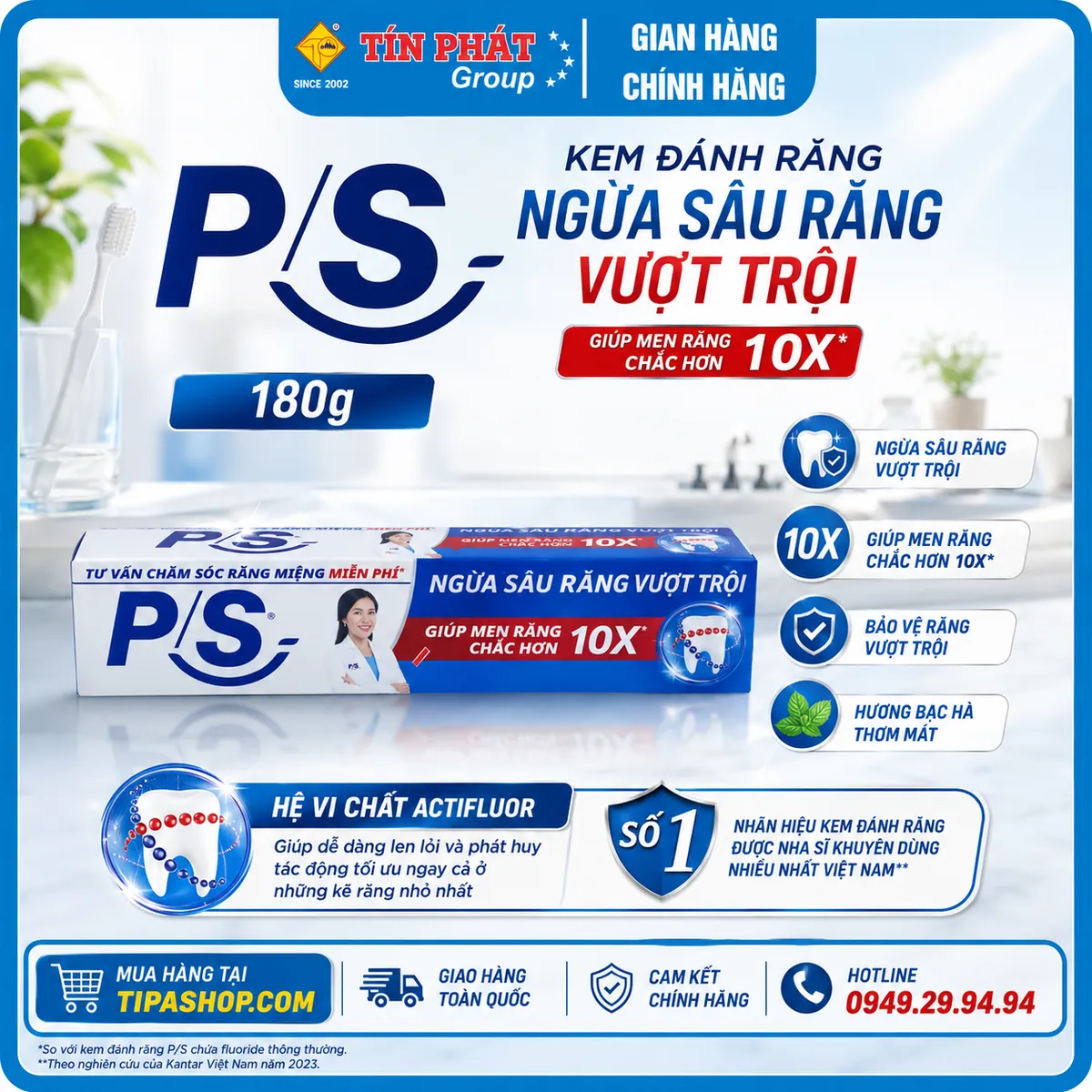 P/S Kem Đánh Răng Ngừa Sâu Răng Vượt Trội 180g